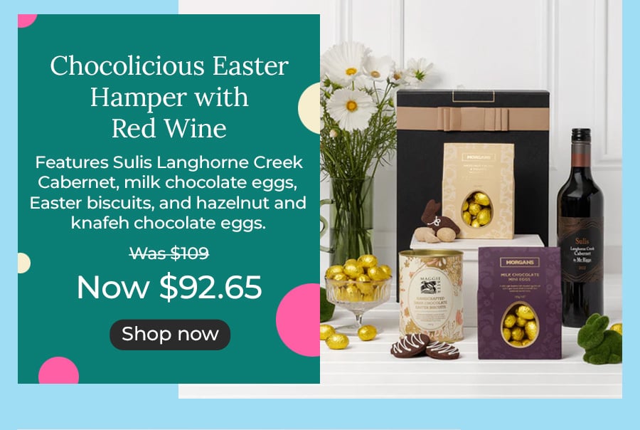 Chocolicious Easter Hamper with Red Wine