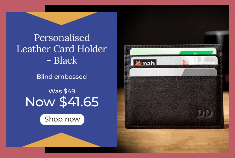 Personalised Leather Card Holder - Black