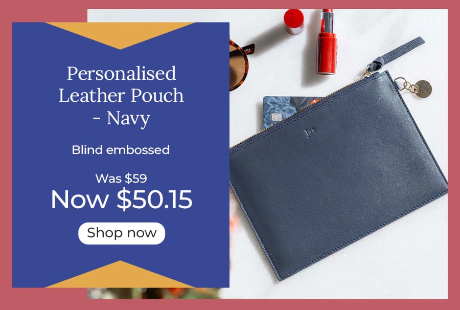 Personalised Leather Pouch - Navy