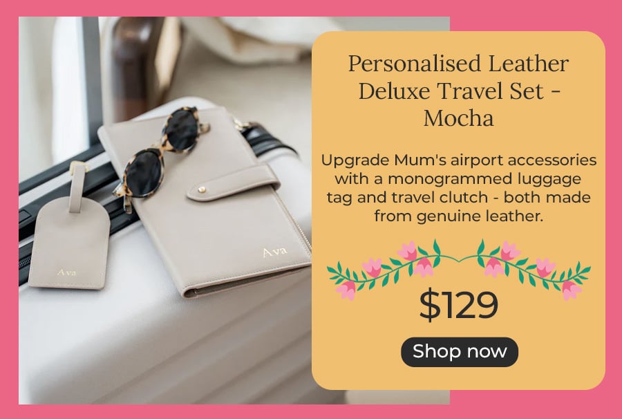 Personalised Leather Deluxe Travel Set - Mocha