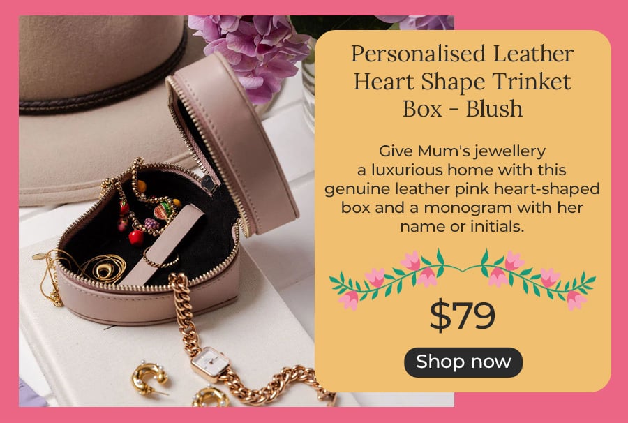 Personalised Leather Heart Shape Trinket Box - Blush