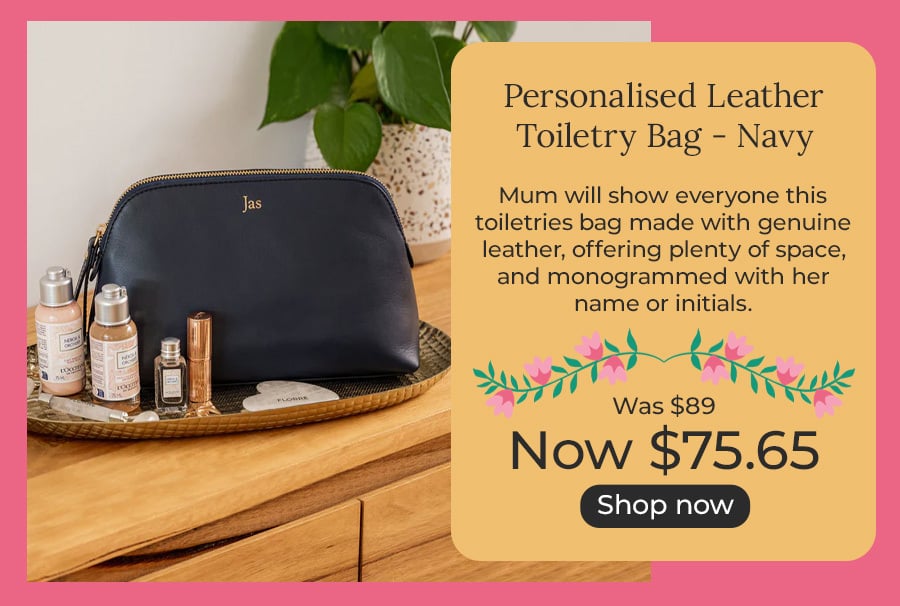 Personalised Leather Toiletry Bag - Navy