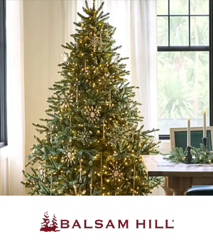 Balsam Hill - Large artificial Christmas tree in living room