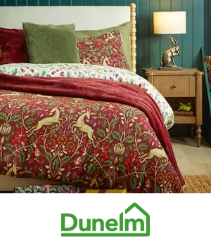 Dunelm - Red festive duvet cover on bedding