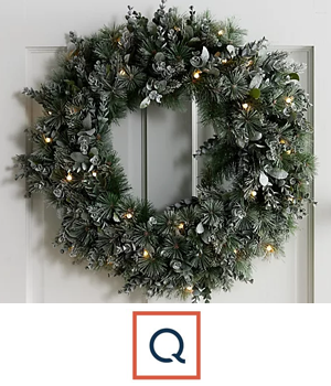QVC - Christmas wreath hung on a door