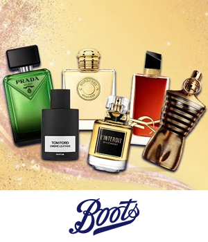 Boots - Assortment of perfume bottles on a glittery background