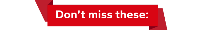 A Red ribbon banner with the text "Don't miss these:" in white