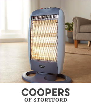 Coopers of Stortford: Electric heater lit in the centre of room