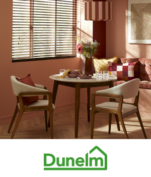 Dunelm: Aesthetic dining space with pink hued furniture
