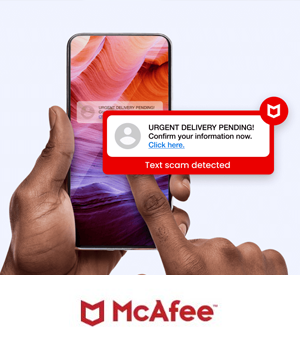 McAfee - Phone with security alert pinging