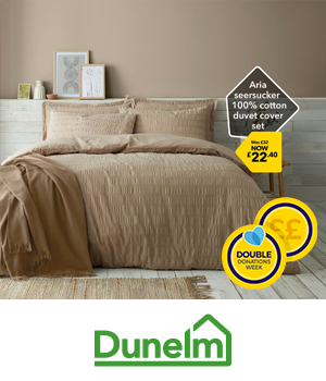Dunelm - Beige seersucker bedding set with sticker "Now £22.40"
