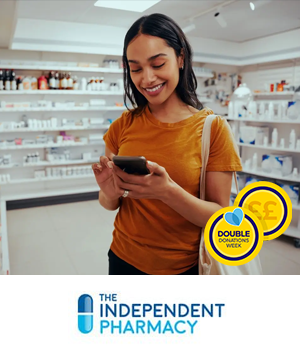 The Independent Pharmacy - Woman browsing a pharmacy whilst on mobile phone