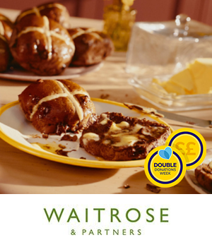 Waitrose - Hot cross buns with a spread of butter