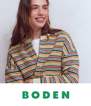 Boden - Woman wearing multicoloured striped cardigan