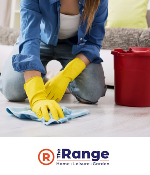 The Range - Person with cleaning gloves on scrubbing the floor