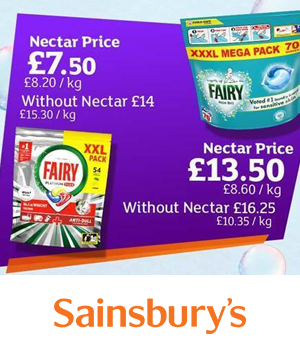 Sainsbury's - Fairy products shown with discounted nectar prices