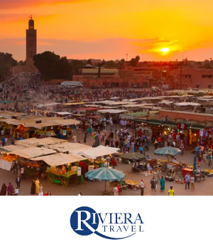 Riviera Travel - Famous Moroccan bazaar at golden hour