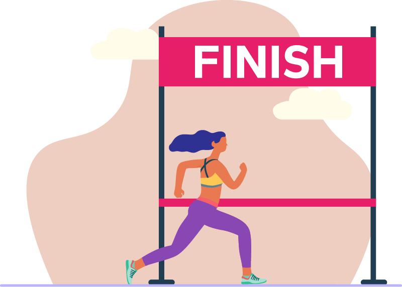 Illustration of woman passing finish line