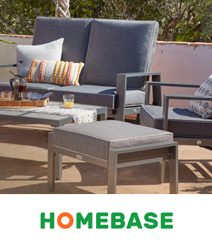 Homebase: Grey garden furniture set in sunny garden