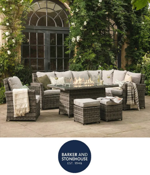 Barker and Stonehouse: Large garden furniture set with fire pit