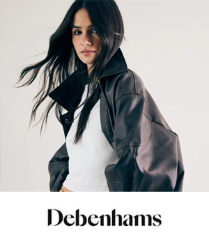 Debenhams - Woman wearing a white top and black faux leather jacket