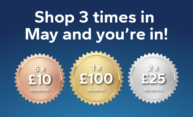 Shop 3 times in May and you're in!