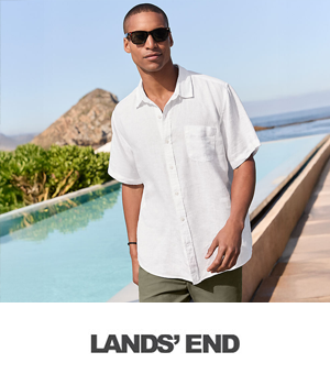 Lands' End - Man wearing flowy, white linen shirt