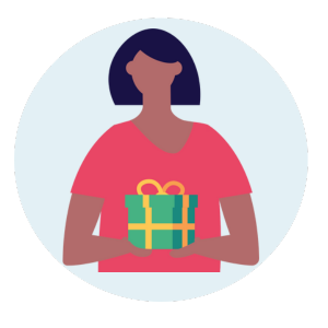 Illustration of woman holding a present