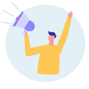 Illustration of man speaking into megaphone