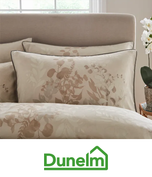 Dunelm: Floral patterned beige pillowcases