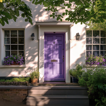 MoneySuperMarket Home Insurance - Entrance to a house with a purple door