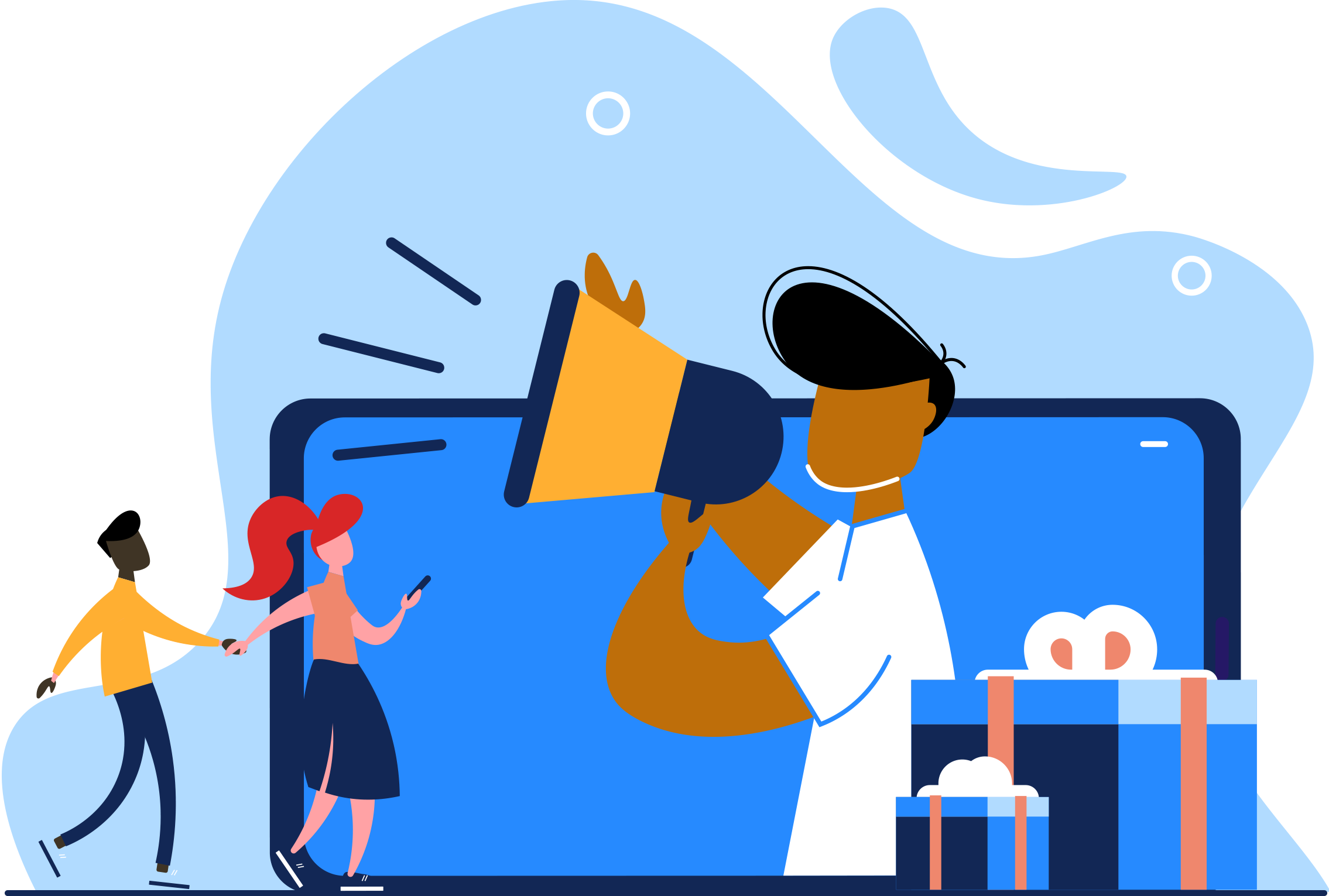 Illustration of a man shouting into a megaphone