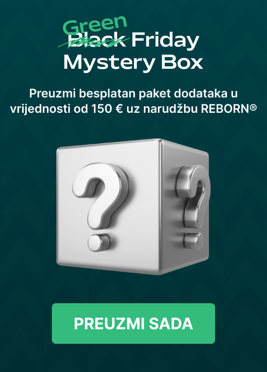 REBORN® Green Friday Mystery Box - prejmi brezplačen paket dodatkov v vrednosti 150 € - Prevzemi ga zdaj!