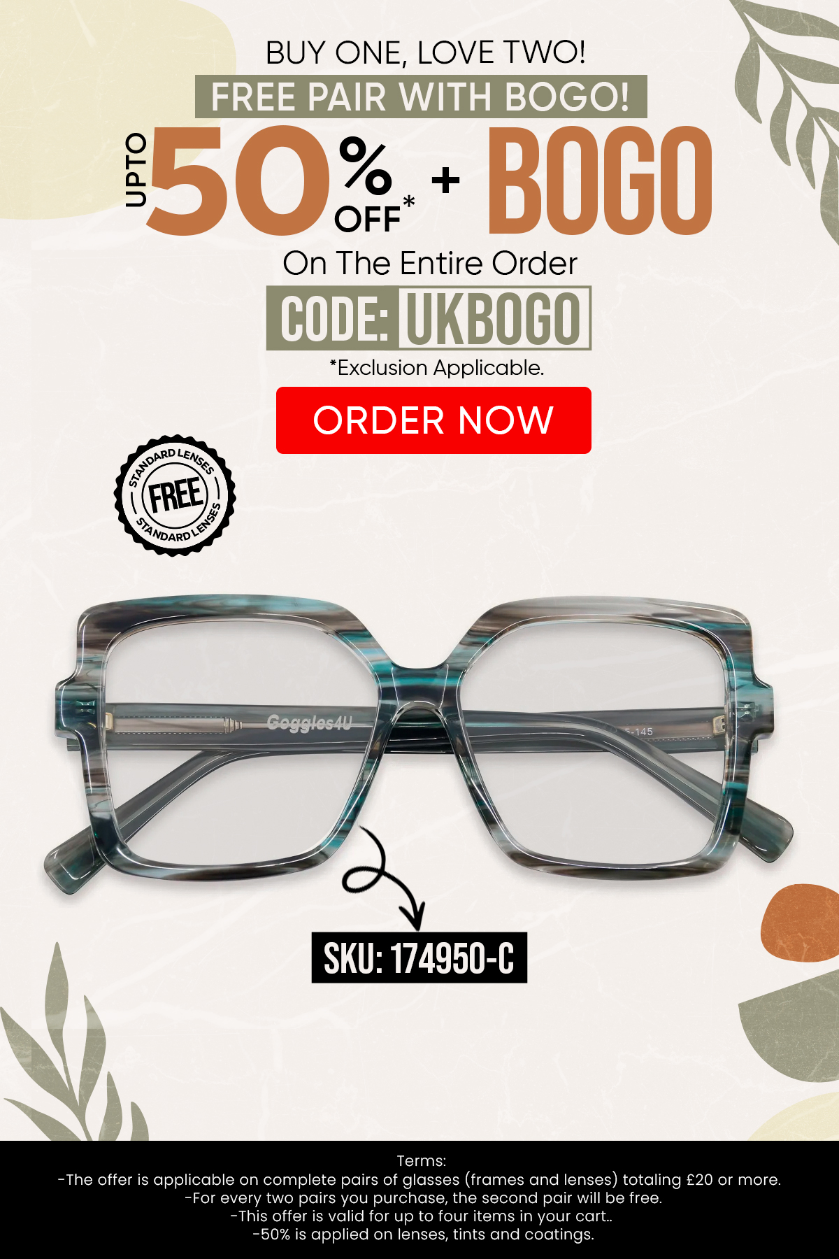 Upto 50% + BOGO (BUY1, GET 1 FREE) CODE: UKBOGO