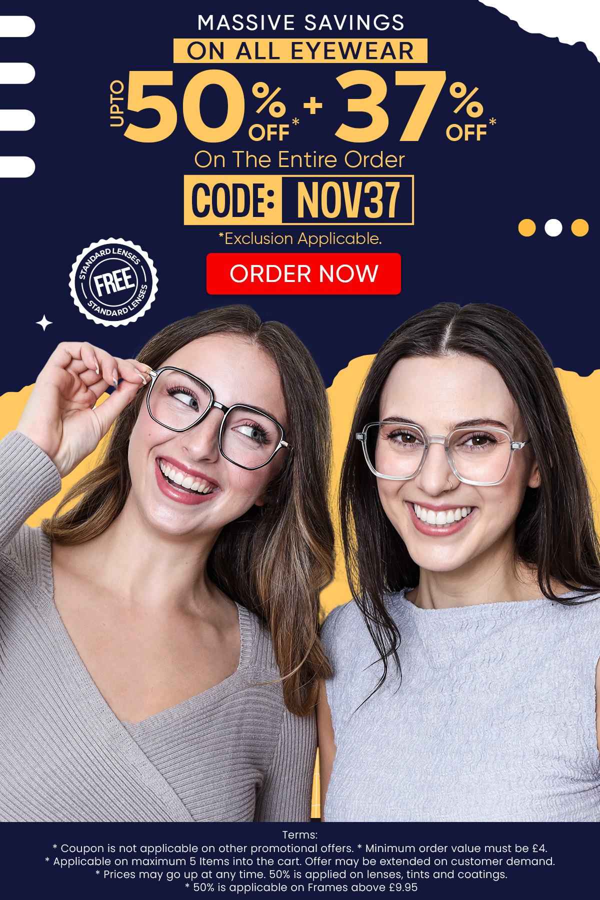 Upto 50% + 37% OFF On The Entire Order CODE: NOV37