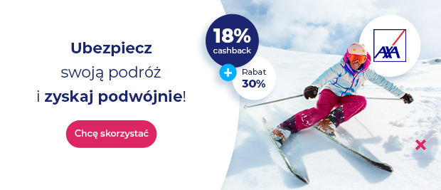 Ubezpieczenie podróżne AXA z 30% rabatu i 18% cashbacku