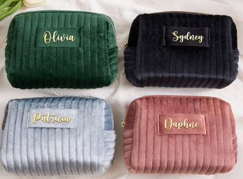 Custom Name Velvet Makeup Bag