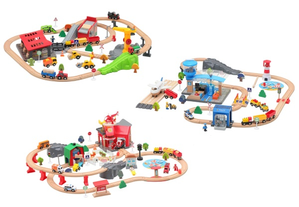 Wooden Train Tracks & Train Set