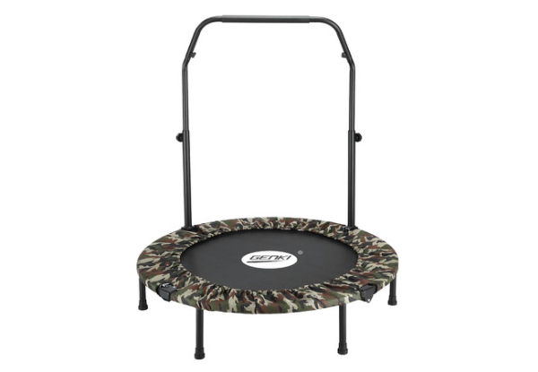 Trampoline with Adjustable Handrail