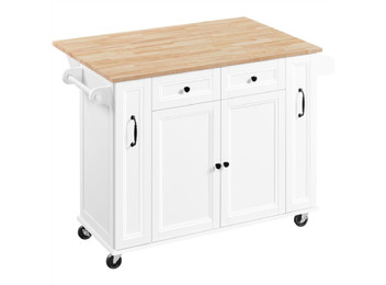 Island Kitchen Cart with Wood Top