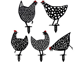 Five-Pack of Chicken Garden Stakes