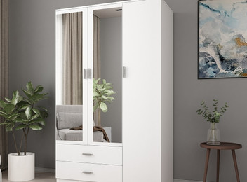 3-Door Mirrored Wardrobe Cabinet