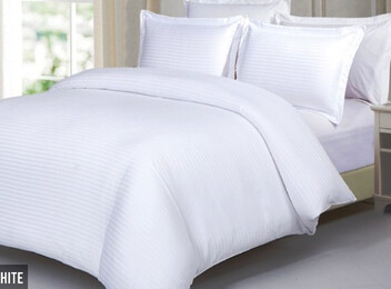 Three-Piece Damask Stripe Duvet Set