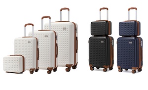 Kofferset en reistas met cirkelvormig patroon van het merk Kono Kofferset en reistas met cirkelvormig patroon van het merk Kono