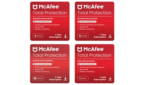 McAfee Total Protection 2025 voor 1, 3, 5 of 10 apparaten McAfee Total Protection 2025 voor 1, 3, 5 of 10 apparaten