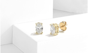 1 - 2 Carat Lab-Grown Diamond Solitaire Stud Earrings in 14k Gold