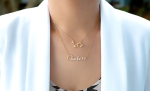 Custom Zodiac Nameplate Necklace