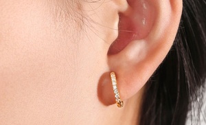 18K Gold Plated Huggie Earrings Made With Crystals By Swarovski