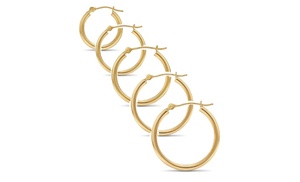 14K Solid Gold Super Light Hoop Earrings; Various Sizes Available