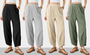 Womens Wide Leg Harem Pants Casual Elastic Waist Comfy Palazzo Baggy Sweatpants